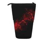 Luckily&Day Explosion Burst Red Black Print Vertical Retractable Pouch Novelty Standing Bag Pop Up Bag Unique Telescopic Pouch for Office Makeup, Black, One Size, Telescopic