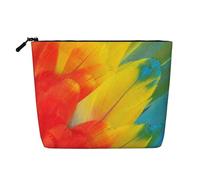 Luckily&Day Fantastic Parrot Feather Print Cosmetic Bag for Women Makeup Bag Fashion Travel Bag with Large Storage Gifts For Women, Black, One Size, Black, One Size