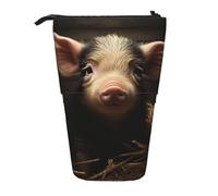 Luckily&Day Farm animal Print Vertical Retractable Pouch Novelty Standing Bag Pop Up Bag Unique Telescopic Pouch for Office Makeup, Black, One Size, Telescopic