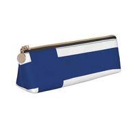 Luckily&Day Finnish flag Print Personalized Triangular Pouch Stylish Leather Cosmetic Organizer Compact zipper pouch, White, One Size, Stylish