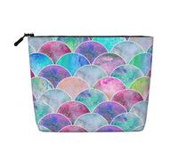 Luckily&Day Fish Scale Ocean Print Cosmetic Bag for Women Makeup Bag Fashion Travel Bag with Large Storage Gifts For Women, Black, One Size, Black, One Size