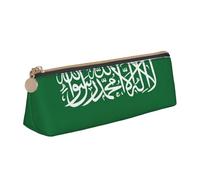 Luckily&Day Flag of Saudi Arabia Print Personalized Triangular Pouch Stylish Leather Cosmetic Organizer Compact zipper pouch, White, One Size, Stylish
