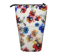 Luckily&Day Floral Flower Print Print Vertical Retractable Pouch Novelty Standing Bag Pop Up Bag Unique Telescopic Pouch for Office Makeup, Black, One Size, Telescopic