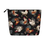 Luckily&Day French Roosters Print Cosmetic Bag for Women Makeup Bag Fashion Travel Bag with Large Storage Gifts For Women, Black, One Size, Black, One Size
