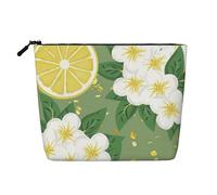 Luckily&Day Fresh Lemon Print Cosmetic Bag for Women Makeup Bag Fashion Travel Bag with Large Storage Gifts For Women, Black, One Size, Black, One Size