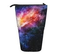 Luckily&Day Galaxy in The Universe Print Vertical Retractable Pouch Novelty Standing Bag Pop Up Bag Unique Telescopic Pouch for Office Makeup, Black, One Size, Telescopic