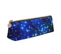 Luckily&Day Galaxy Stars Print Personalized Triangular Pouch Unique Leather Cosmetic Organizer Compact zipper pouch, White, One Size, Stylish, White, One Size, Stylish
