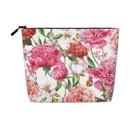 Luckily&Day Garden Peony Print Cosmetic Bag for Women Makeup Bag Fashion Travel Bag with Large Storage Gifts For Women, Black, One Size, Black, One Size