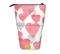 Luckily&Day gold red Print Vertical Retractable Pouch Novelty Standing Bag Pop Up Bag Unique Telescopic Pouch for Office Makeup, Black, One Size, Telescopic