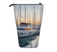 Luckily&Day Golf Yacht Club Print Vertical Retractable Pouch Novelty Standing Bag Pop Up Bag Unique Telescopic Pouch for Office Makeup, Black, One Size, Telescopic