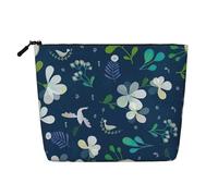 Luckily&Day Grass and dove Print Cosmetic Bag for Women Makeup Bag Fashion Travel Bag with Large Storage Gifts For Women, Black, One Size, Black, One Size