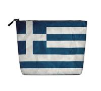 Luckily&Day greek flag Print Cosmetic Bag for Women Makeup Bag Fashion Travel Bag with Large Storage Gifts For Women, Black, One Size, Black, One Size