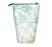 Luckily&Day Green Sea Blue Seaweed Print Vertical Retractable Pouch Novelty Standing Bag Pop Up Bag Unique Telescopic Pouch for Office Makeup, Black, One Size, Telescopic