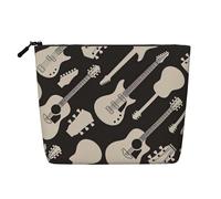 Luckily&Day Guitar Print Cosmetic Bag for Women Makeup Bag Fashion Travel Bag with Large Storage Gifts For Women, Black, One Size, Black, One Size