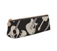 Luckily&Day Guitar Print Personalized Triangular Pouch Unique Leather Cosmetic Organizer Compact zipper pouch, White, One Size, Stylish, White, One Size, Stylish