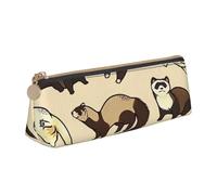 Luckily&Day Hairy Ferret Print Personalized Triangular Pouch Unique Leather Cosmetic Organizer Compact zipper pouch, White, One Size, Stylish, White, One Size, Stylish