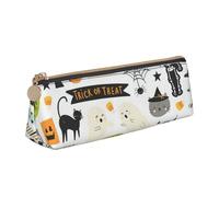 Luckily&Day Halloween Scrapbook Print Personalized Triangular Pouch Stylish Leather Cosmetic Organizer Compact zipper pouch, White, One Size, Stylish, White, One Size, Stylish