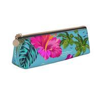Luckily&Day Hello Hawaii Print Personalized Triangular Pouch Unique Leather Cosmetic Organizer Compact zipper pouch, White, One Size, Stylish, White, One Size, Stylish