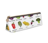 Luckily&Day Introduction of various vegetables Print Personalized Triangular Pouch Unique Leather Cosmetic Organizer Compact zipper pouch, White, One Size, Stylish, White, One Size, Stylish