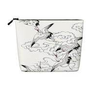 Luckily&Day Japanese Crane Print Cosmetic Bag for Women Makeup Bag Fashion Travel Bag with Large Storage Gifts For Women, Black, One Size, Black, One Size