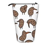 Luckily&Day Kiwi Birds Cute Print Vertical Retractable Pouch Novelty Standing Bag Pop Up Bag Unique Telescopic Pouch for Office Makeup, Black, One Size, Telescopic
