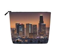 Luckily&Day Los Angeles Skyline Print Cosmetic Bag for Women Makeup Bag Fashion Travel Bag with Large Storage Gifts For Women, Black, One Size, Black, One Size