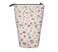 Luckily&Day lovely sweet red cherry Print Vertical Retractable Pouch Novelty Standing Bag Pop Up Bag Unique Telescopic Pouch for Office Makeup, Black, One Size, Telescopic