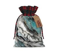 Luckily&Day marble print Christmas Drawstring Gift Bag for Party Birthday Funny Reusable Canvas Bag,1 Piec, Black, Small
