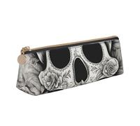 Luckily&Day Mexican Skull Print Personalized Triangular Pouch Stylish Leather Cosmetic Organizer Compact zipper pouch, White, One Size, Stylish, White, One Size, Stylish