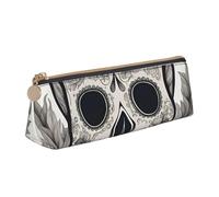 Luckily&Day Mexican Skull Print Personalized Triangular Pouch Stylish Leather Cosmetic Organizer Compact zipper pouch, White, One Size, Stylish, White, One Size, Stylish