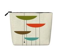Luckily&Day mid century modern prints Print Cosmetic Bag for Women Makeup Bag Fashion Travel Bag with Large Storage Gifts For Women, Black, One Size, Black, One Size