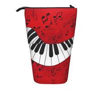 Luckily&Day Music Note Piano Print Vertical Retractable Pouch Novelty Standing Bag Pop Up Bag Unique Telescopic Pouch for Office Makeup, Black, One Size, Telescopic