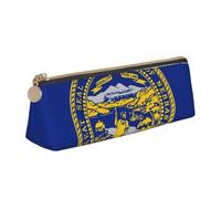 Luckily&Day Nebraska Flag Print Personalized Triangular Pouch Stylish Leather Cosmetic Organizer Compact zipper pouch, White, One Size, Stylish