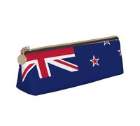 Luckily&Day New Zealand Flag Print Personalized Triangular Pouch Stylish Leather Cosmetic Organizer Compact zipper pouch, White, One Size, Stylish