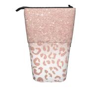 Luckily&Day rose gold glitter Print Vertical Retractable Pouch Novelty Standing Bag Pop Up Bag Unique Telescopic Pouch for Office Makeup, Black, One Size, Telescopic