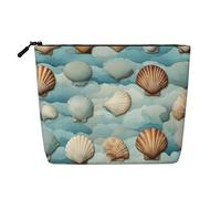 Luckily&Day Sea Shell Print Cosmetic Bag for Women Makeup Bag Fashion Travel Bag with Large Storage Gifts For Women, Black, One Size, Black, One Size