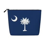 Luckily&Day South Carolina Flag Print Cosmetic Bag for Women Makeup Bag Fashion Travel Bag with Large Storage Gifts For Women, Black, One Size, Black, One Size