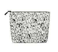 Luckily&Day Stylish Crowd of Penguins Print Cosmetic Bag for Women Makeup Bag Fashion Travel Bag with Large Storage Gifts For Women, Black, One Size, Black, One Size