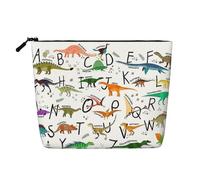 Luckily&Day Stylish Learning Alphabets with Dinosaurs Print Cosmetic Bag for Women Makeup Bag Fashion Travel Bag with Large Storage Gifts For Women, Black, One Size, Black, One Size
