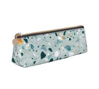 Luckily&Day Terrazzo Marble Pastel Print Personalized Triangular Pouch Stylish Leather Cosmetic Organizer Compact zipper pouch, White, One Size, Stylish