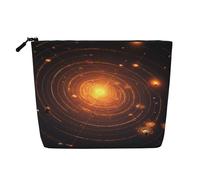 Luckily&Day The Solar System Print Cosmetic Bag for Women Makeup Bag Fashion Travel Bag with Large Storage Gifts For Women, Black, One Size, Black, One Size