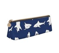 Luckily&Day Various Sea Fish Print Personalized Triangular Pouch Unique Leather Cosmetic Organizer Compact zipper pouch, White, One Size, Stylish, White, One Size, Stylish