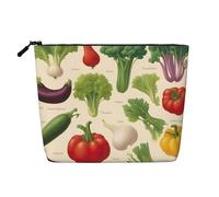 Luckily&Day various vegetables Print Cosmetic Bag for Women Makeup Bag Fashion Travel Bag with Large Storage Gifts For Women, Black, One Size, Black, One Size