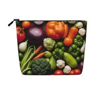 Luckily&Day Various Vegetables Print Cosmetic Bag for Women Makeup Bag Fashion Travel Bag with Large Storage Gifts For Women, Black, One Size, Black, One Size