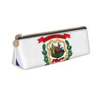 Luckily&Day West Virginia state flag Print Personalized Triangular Pouch Stylish Leather Cosmetic Organizer Compact zipper pouch, White, One Size, Stylish