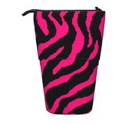 Luckily&Day Zebra Tiger Leopard red Print Vertical Retractable Pouch Novelty Standing Bag Pop Up Bag Unique Telescopic Pouch for Office Makeup, Black, One Size, Telescopic
