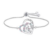 Luckimoli I Love You Forever Unicorn-Bracelet for Girls Crystal Heart Bangle Adjustable Jewelry Gift Birthday Christmas Gifts for Women Mom Wife Girls