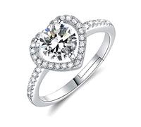 Luckimoli S925 Moissanite Adjustable Engagement Ring, Promise Eternity Ring for Women,Wedding Rings,Jewelry Gift,Friendship Promise Fashion Jewelry Valentine Gifts for Women