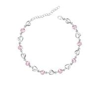 Luckimoli Silver Bracelet for Women,Heart Bracelet Shiny Crystal Diamond Adjustable Bracelet Mother's Day Jewelry Gift Birthday Christmas Gifts for Women Mom Wife Girls