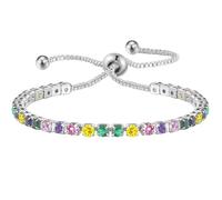 Luckimoli Tennis Bracelets for Women Rainbow Cubic Zirconia Bracelet Adjustable Bracelet Mother's Day Jewelry Gift Birthday Christmas Gifts for Women Mom Wife